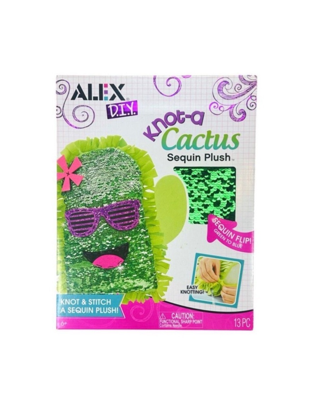 ALEX DIY Knot-A-Cactus Flip Sequin Plush